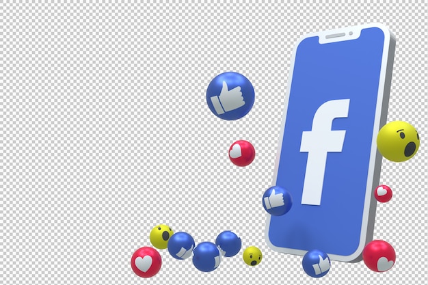 Premium PSD | Facebook icon on screen smartphone or mobile 3d render