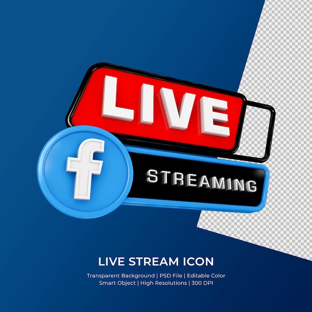 Premium Psd Facebook Live Streaming 3d Render Icon Badge Isolated