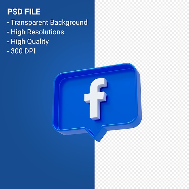 Premium Psd Facebook Logo On Notify 3d Rendering Isolated