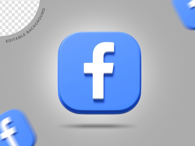 Premium PSD | Facebook Logo Social Media 3d Render Background Editable