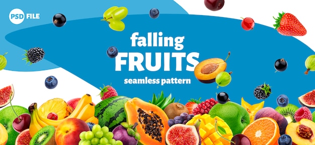 Falling fruits and berries packaging design Premium Psd