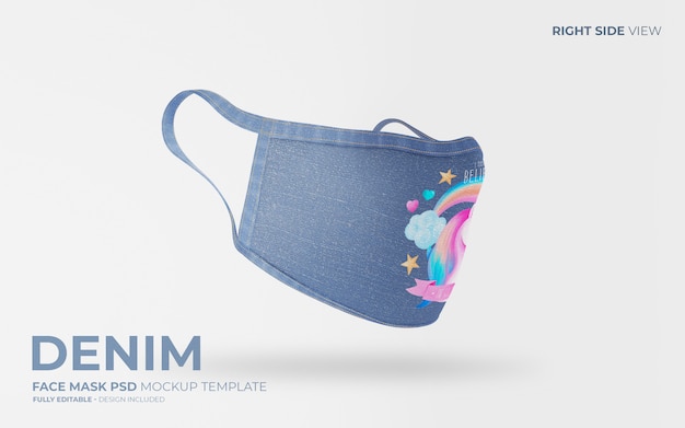 Download Free Psd Fashion Face Mask Mockup In Denim Fabric Yellowimages Mockups