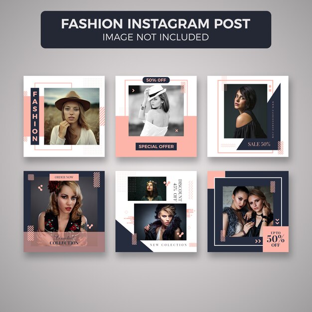 Fashion instagram post template collection | Premium PSD File