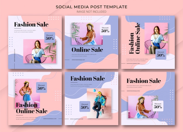 Premium PSD | Fashion online shopping instagram post bundle template