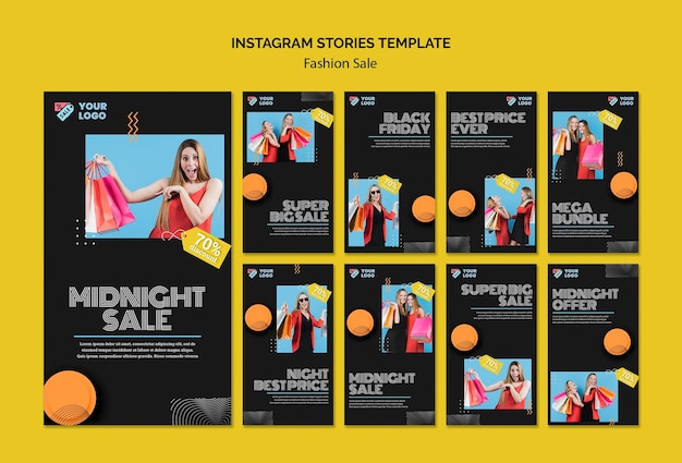  Fashion sale concept instagram stories  template