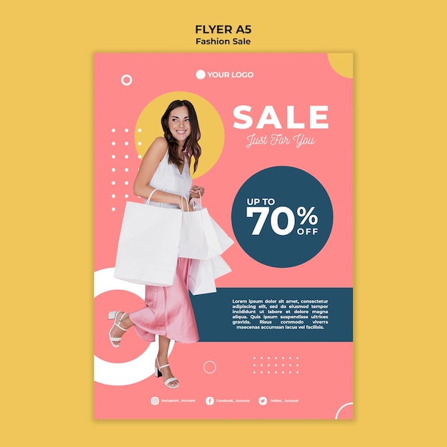 Free PSD | Fashion sale flyer template theme