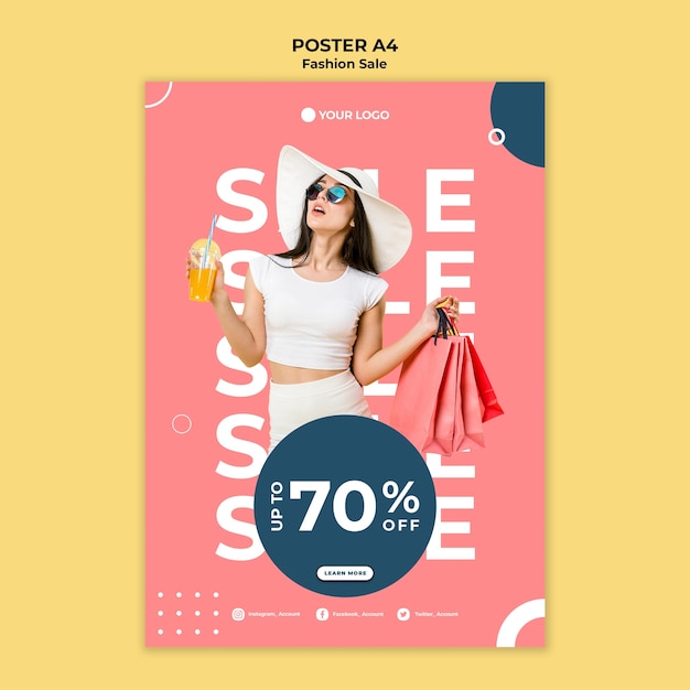 Free PSD | Fashion sale poster template concept