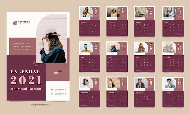 Premium PSD  Fashion wall calendar template