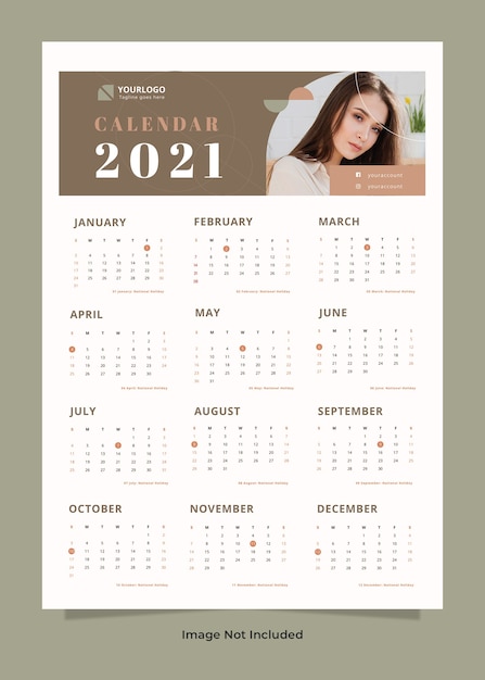 Premium PSD  Fashion wall calendar template