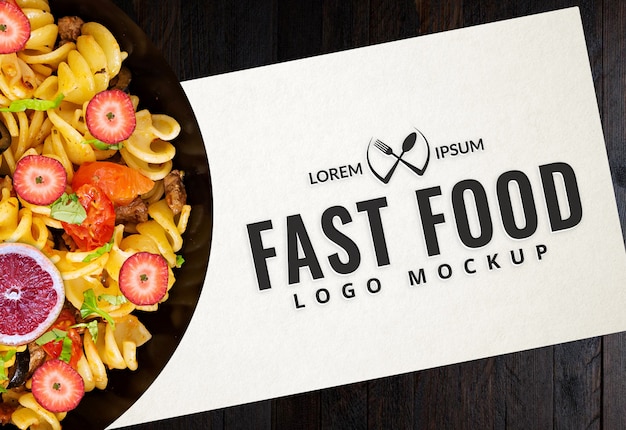 Download Fast food logo mockup PSD Template - Packaging Mockup Gift Box