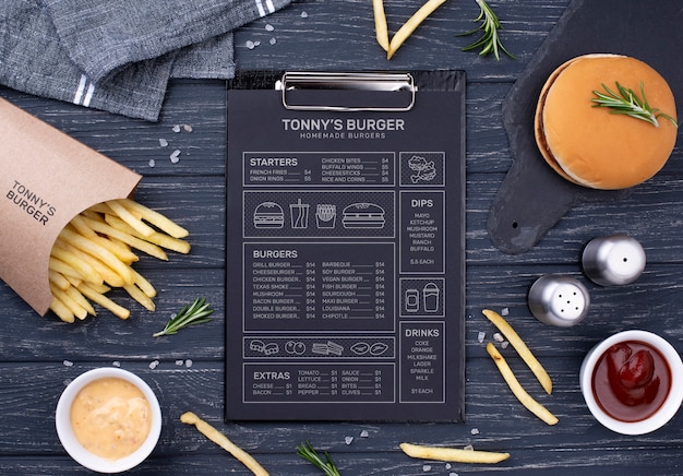 Download Fast food menu concept mock-up | Free PSD File