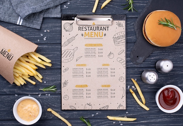 Download Fast food menu concept mock-up | Free PSD File