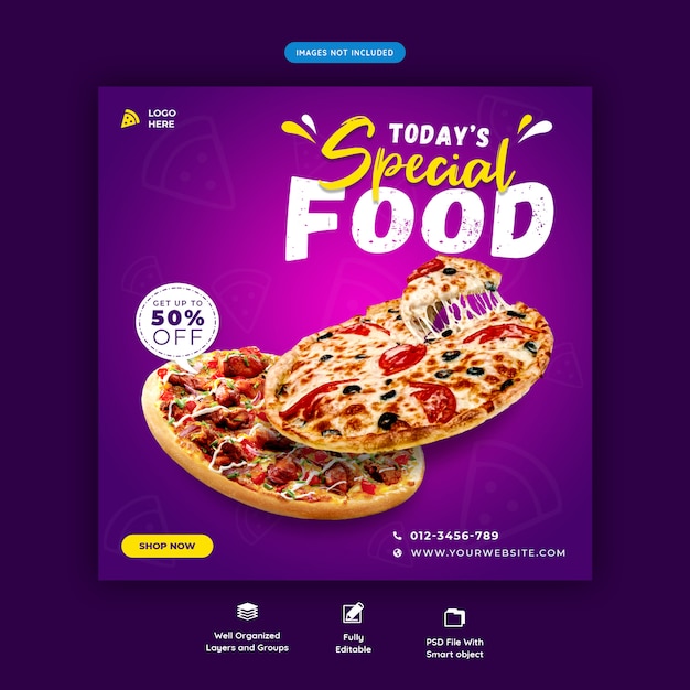 Premium PSD | Fast food menu social media instagram post template