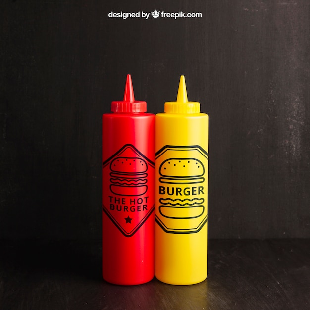 Download Fast food mockup with ketchup and mustard PSD file | Free Download