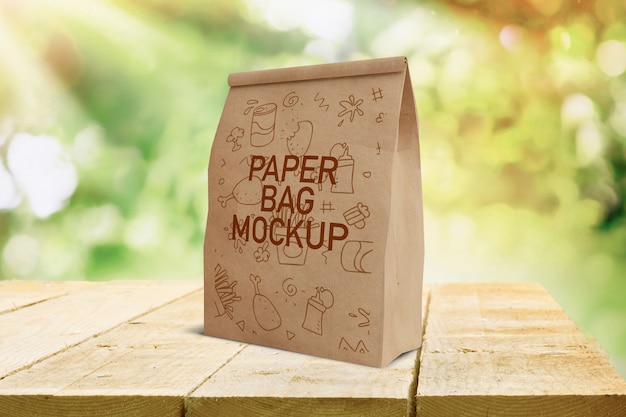 Premium PSD | Fast food paper bag mockup
