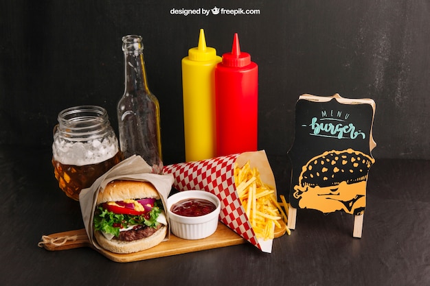 Download Fast food restaurant mockup PSD Template - Free Mockups Design Template