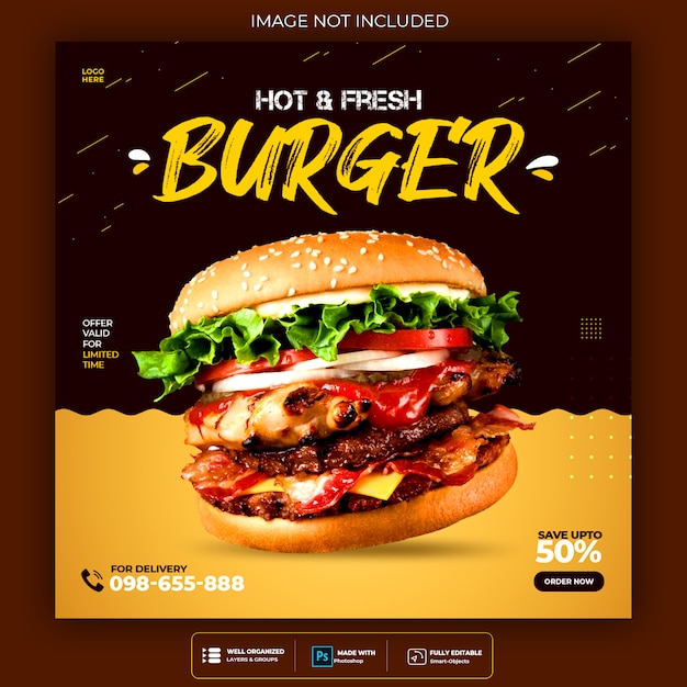 Premium PSD | Fast food social media banner template premium psd