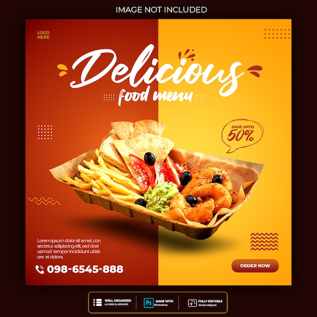 Fast food social media banner template Premium Psd