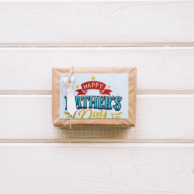 Fathers day mockup with present box PSD Template