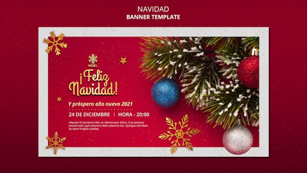 Free PSD | Feliz navidad banner template with photo