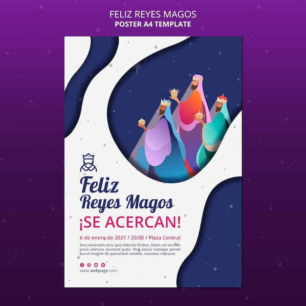 Free PSD | Feliz reyes magos ad template poster