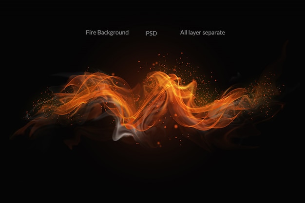 Fire flames on black background PSD file | Premium Download