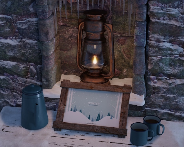Fireplace With Kettle And Frame Psd File Free Download