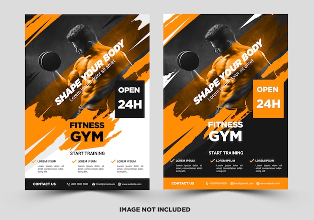 Fitness Flyer Template With Grunge Shapes