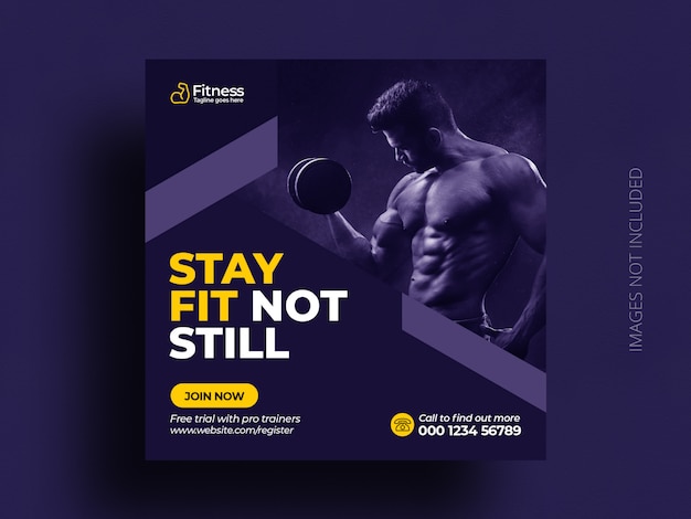 Fitness gym social media post web banner square flyer template Premium Psd