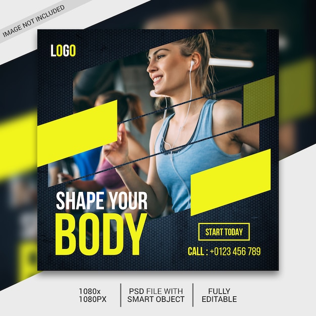 Fitness square flyer template or instagram post Premium Psd