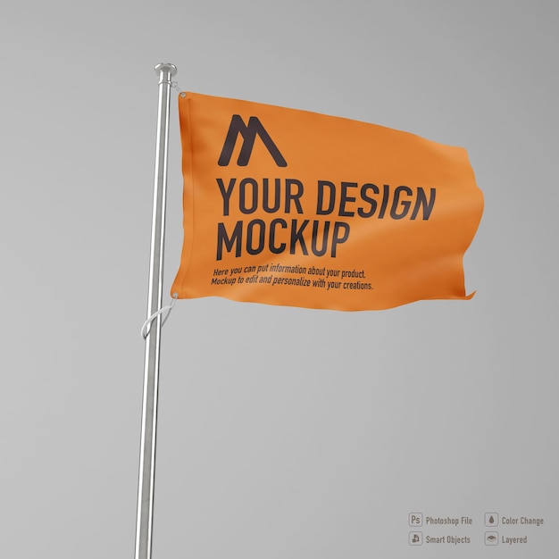 Download Premium PSD | Flag mockup isolated on white color background