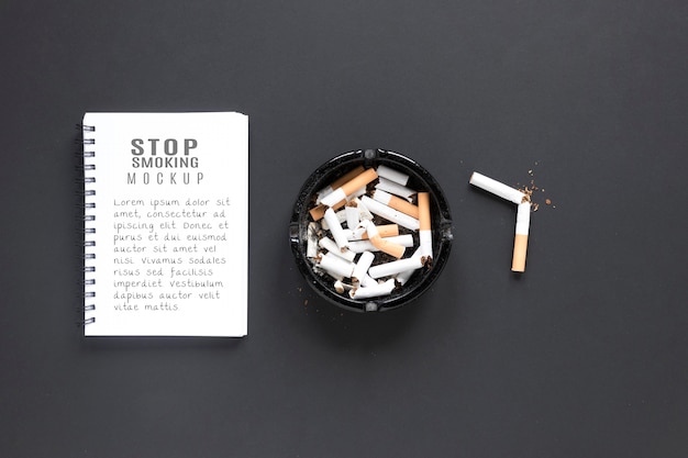 Download Free Psd Flat Lay Broken Cigarettes In Ashtray