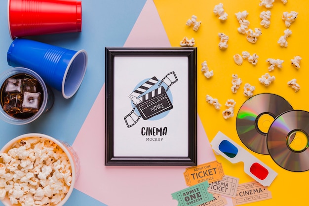 Download Flat lay cinema mock-up frame | Free PSD File