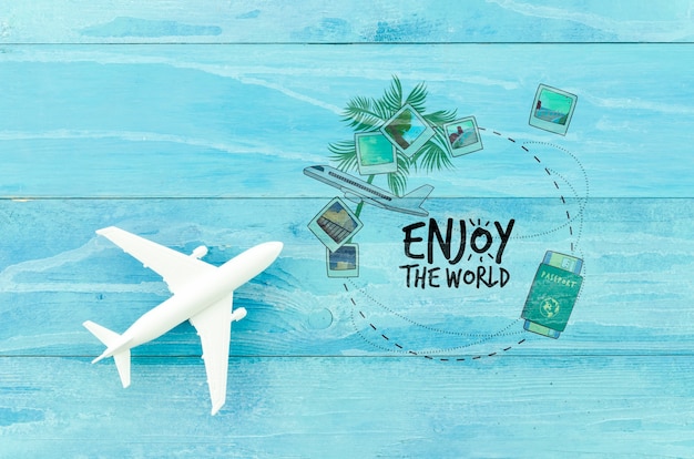 Flat lay copyspace mockup for summer concepts Free Psd