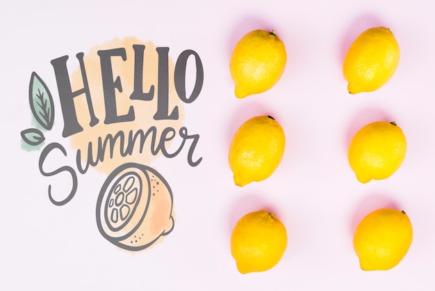 Flat lay copyspace mockup with summer fruits Free Psd