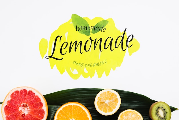 Flat lay copyspace mockup with summer fruits Free Psd