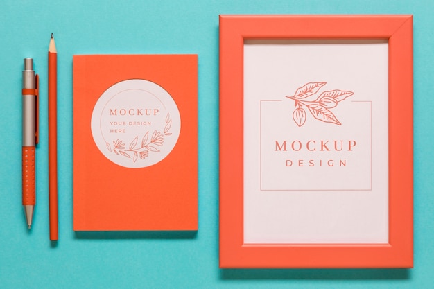 Free Psd Flat Lay Coral Assortment With Frame Mock Up