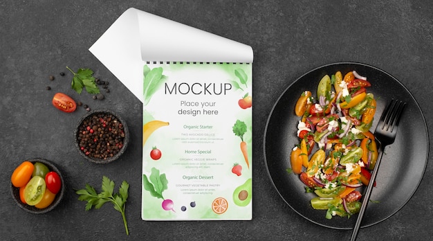 Download Free PSD | Flat lay delicious healthy salad mock-up