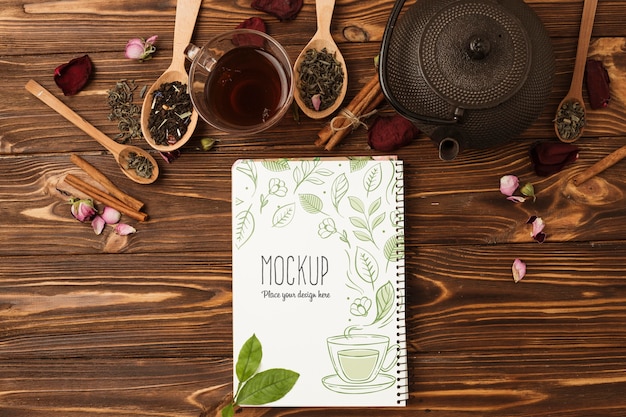 Download Free PSD | Flat lay of herbal tea concept mock-up