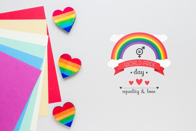 Flat lay lgbt pride composition with copyspace Free Psd