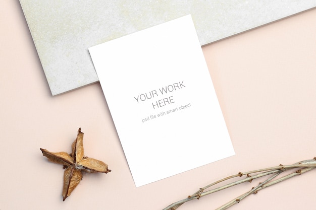 Download Flat lay mockup greeting card PSD file | Premium Download