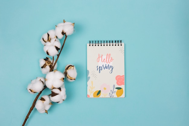 Download Free Psd Flat Lay Notepad Mockup With Spring Concept