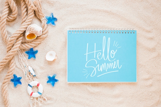 Download Free Psd Flat Lay Notepad Mockup With Summer Elements