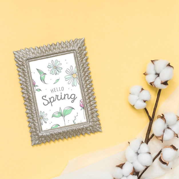Download Flat lay spring mockup with frame PSD file | Free Download