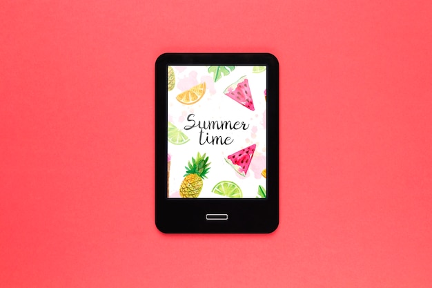 Flat lay tablet mockup with summer concept Free Psd