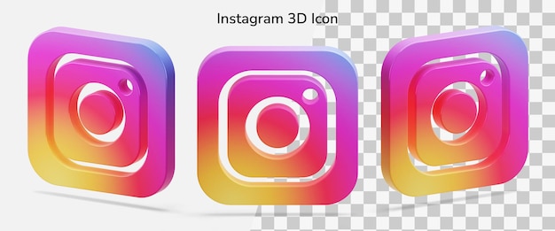 フロート分離instagramロゴ3dアイコンアセット プレミアムpsdファイル