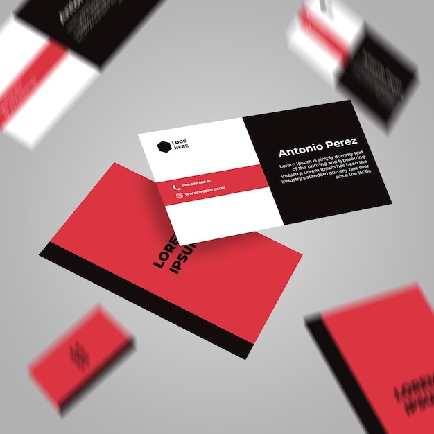 Premium PSD | Floating Business Card Mockup Design