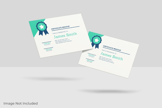 Download Premium PSD | Floating certificate mockup design