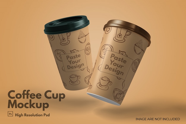 Download Premium Psd Floating Coffee Cup Mockup With Lids