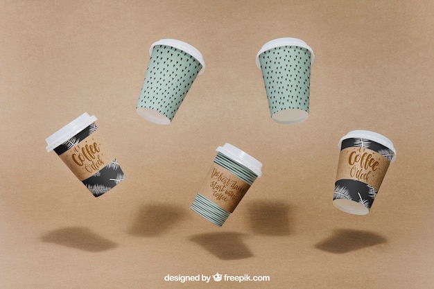 Download Free Psd Floating Coffee Cup Mockup PSD Mockup Templates